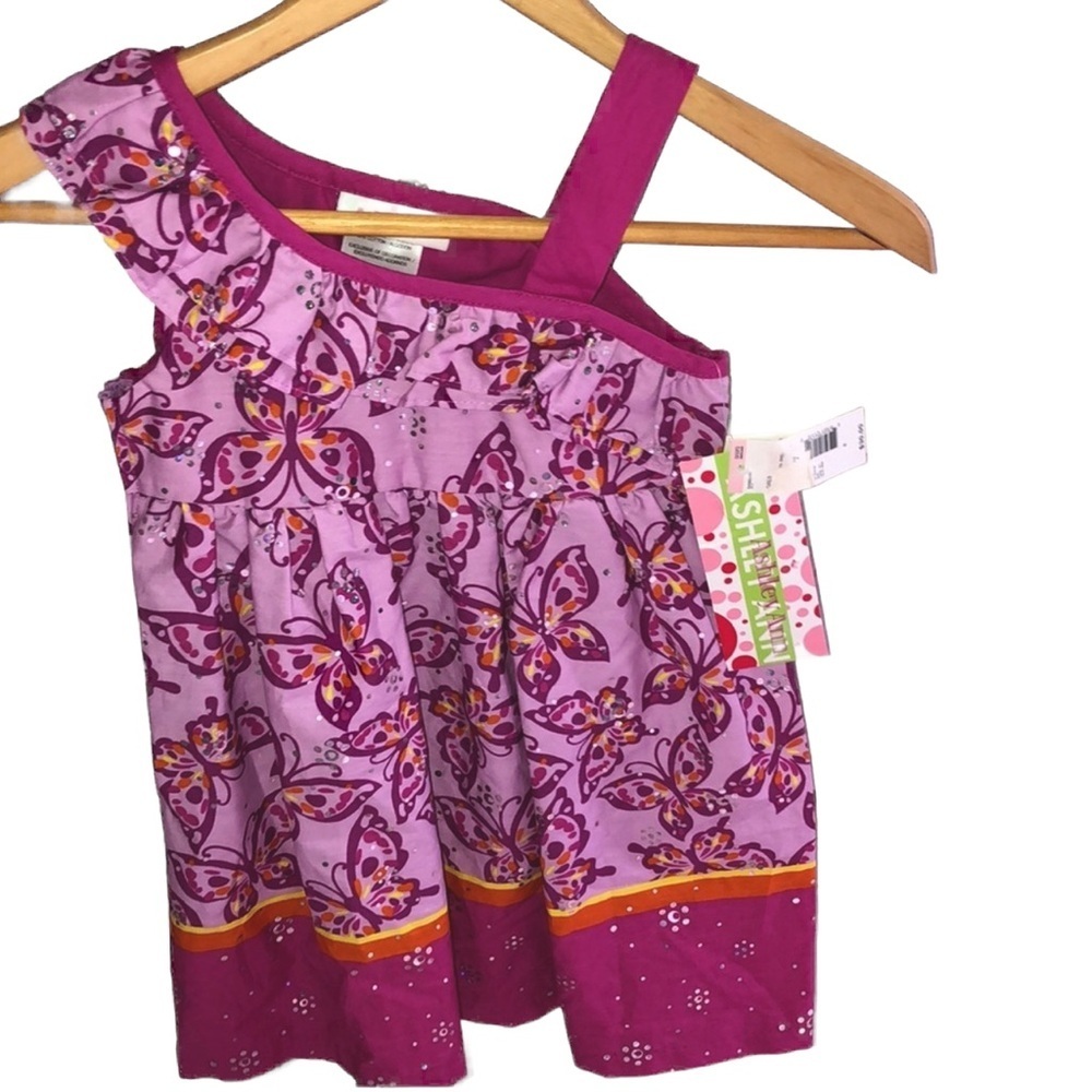 Ashley Ann NWT Size 5  dress pink and purple butterfly design